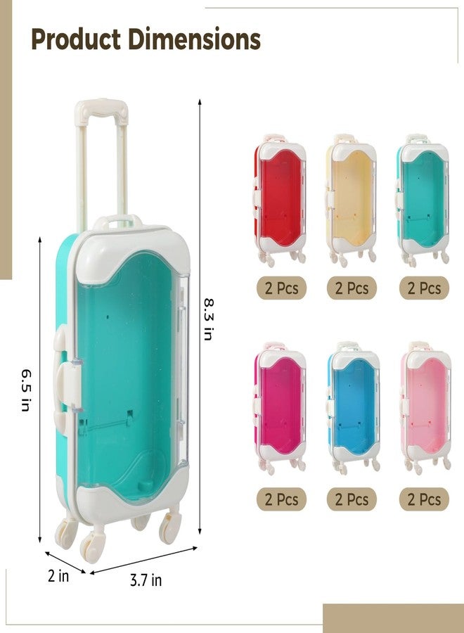 Anjetan 12 PCS Mini Suitcase Party Favor Boxes, Assorted Color Luggage Trolley Candy Box, Clear Small Suitcase Present Package Case, Rolling Empty Storage Box for Jewelry False Eyelash - Image 4
